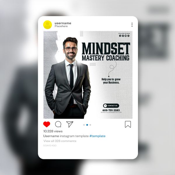 Mockup image of Social Media post template for mindset coaches