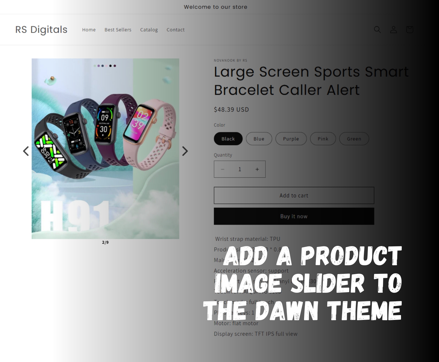 How to add product image slider on Dawn Theme